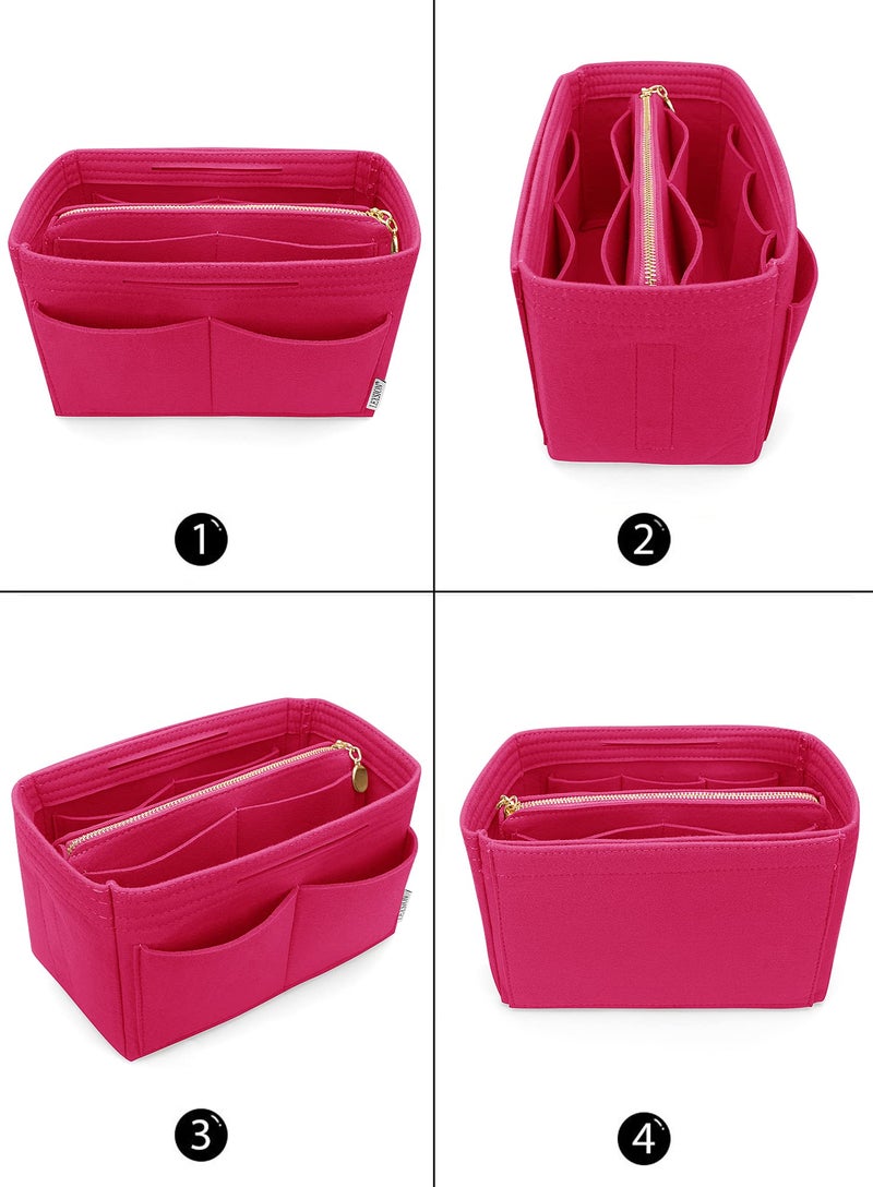 LEXSION Felt Purse Bag Organizer Insert with zipper Bag Tote Shaper Fit Speedy Neverful PM MM 8021 Rosy M - Image 3
